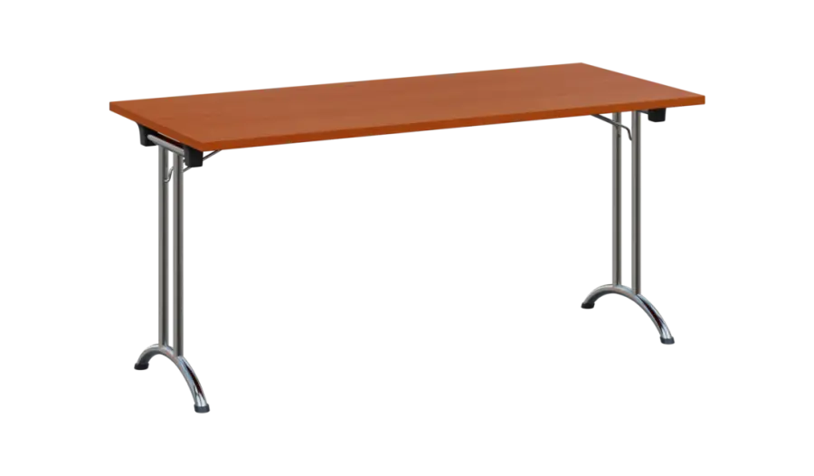 SLC 160 chrom skládací jednací stůl 1600x700, deska 25 mm, podnož chrom, deska třešeň šumavská